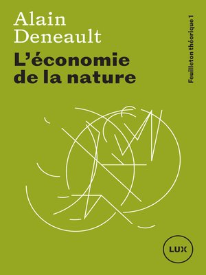 cover image of L'économie de la nature